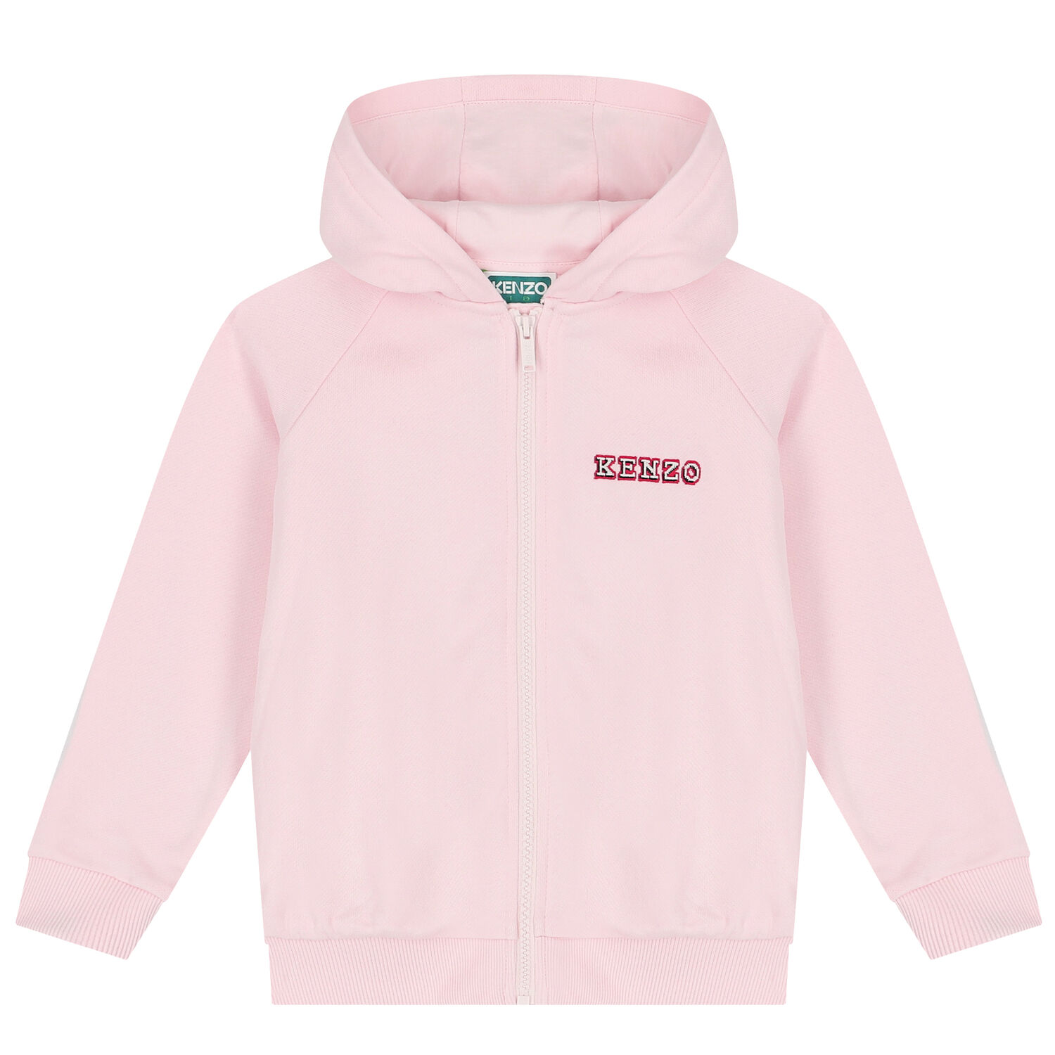 Girls Pink Logo Hooded Zip Up Top, 2, hi-res